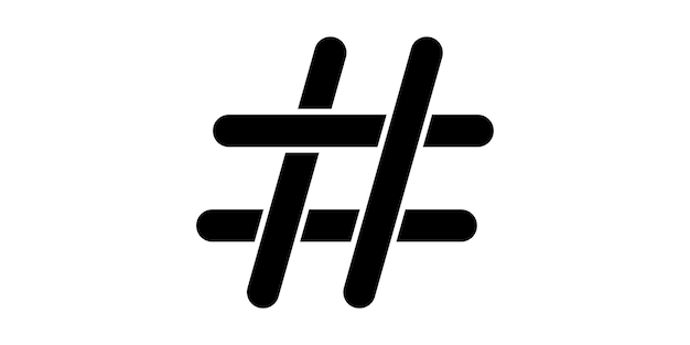 Vector de icono de signo Hashtag negro. símbolo de etiqueta. Logotipo vectorial.