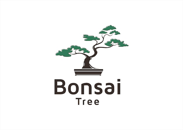 vector de icono de silueta de diseño de logotipo de bonsái de árbol