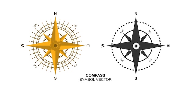 Vector vector de icono de símbolo de brújula