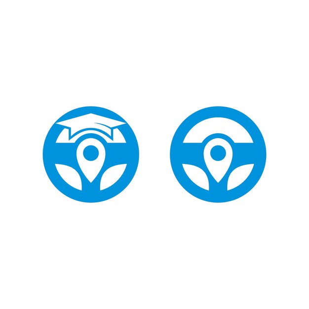 vector de icono de símbolo de educación de conductor de diseño de logotipo de ubicación de dirección