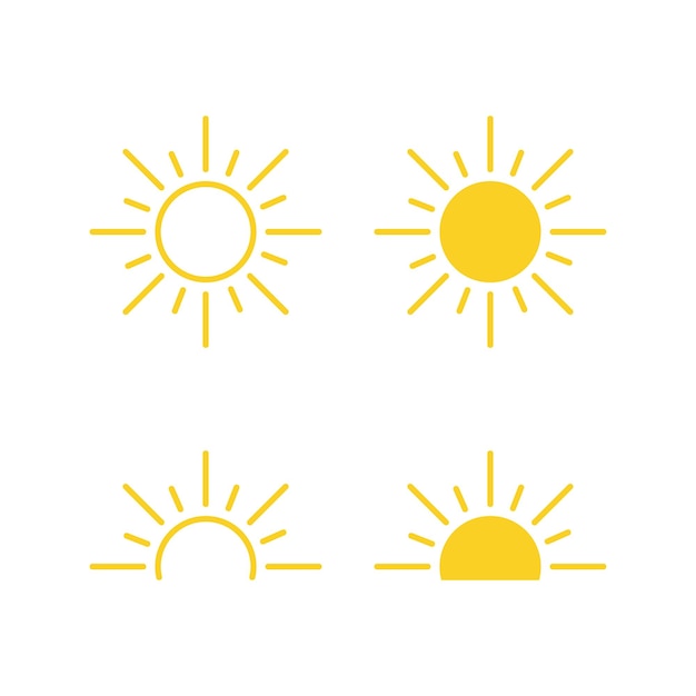 Vector de icono de sol Símbolo de verano para la aplicación móvil de botón web de diseño de sitios web