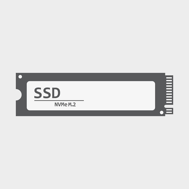 Vector vector de icono ssd nvme m.2. signo de controlador de estado sólido.