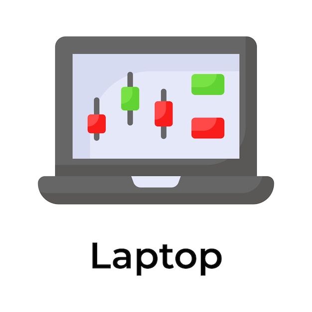 Vector de icono de tablero de negociación del mercado de valores de la computadora portátil en estilo moderno
