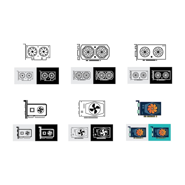 Vector de icono de tarjeta gráfica GPU