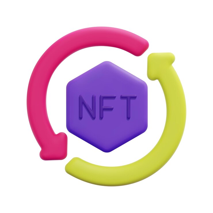 Vector vector de icono de transferencia 3d nft aislado sobre fondo blanco token no fungible 3d y concepto de tecnología de cadena de bloques estilo minimalista de dibujos animados ilustración de procesamiento de vector de icono de cadena 3d de estilo minimalista