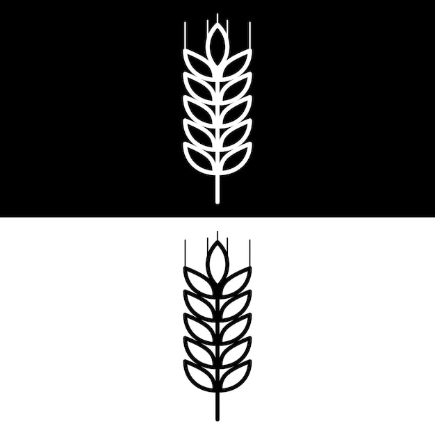 Vector vector de icono de trigo plantilla de diseño de versión en blanco y negro