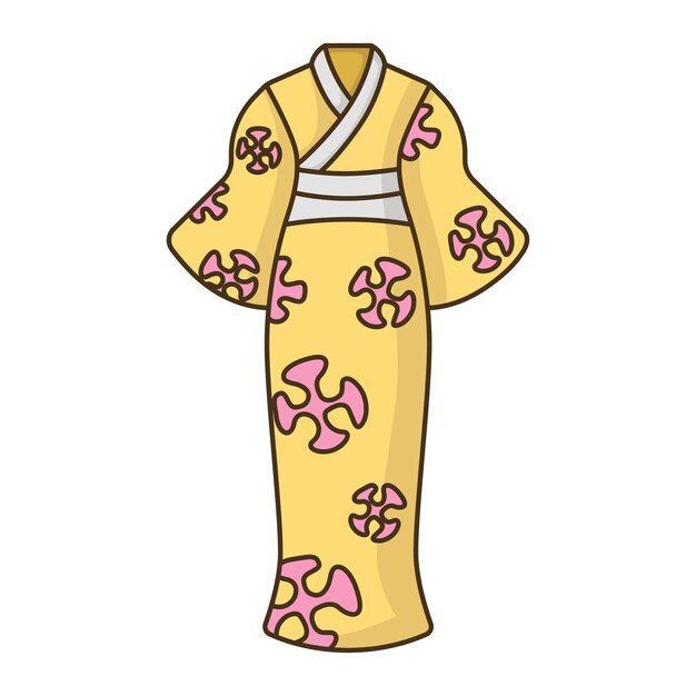 Vector vector de icono de vestido de kimono con diseño de moda