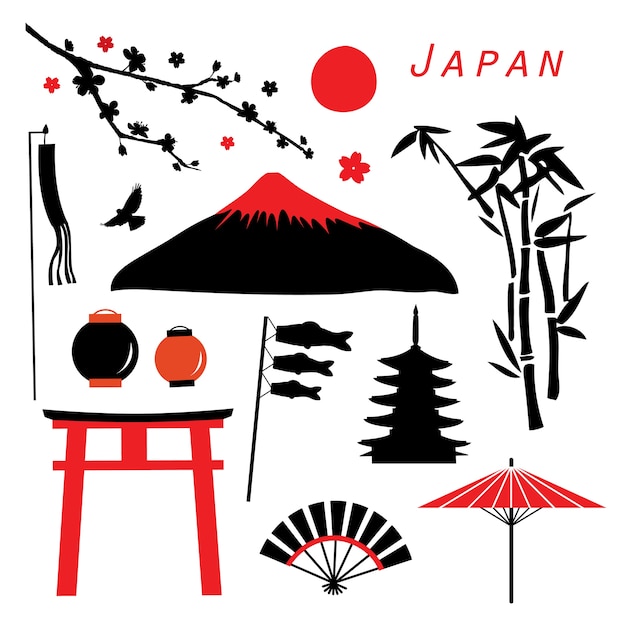 Vector vector de icono de viaje de japón