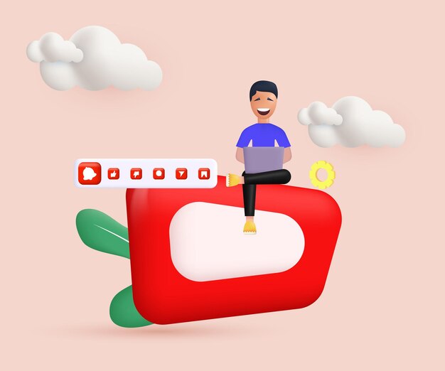 Vector de iconos 3D jóvenes en vivo medios de transmisión nueva idea diseño de concepto