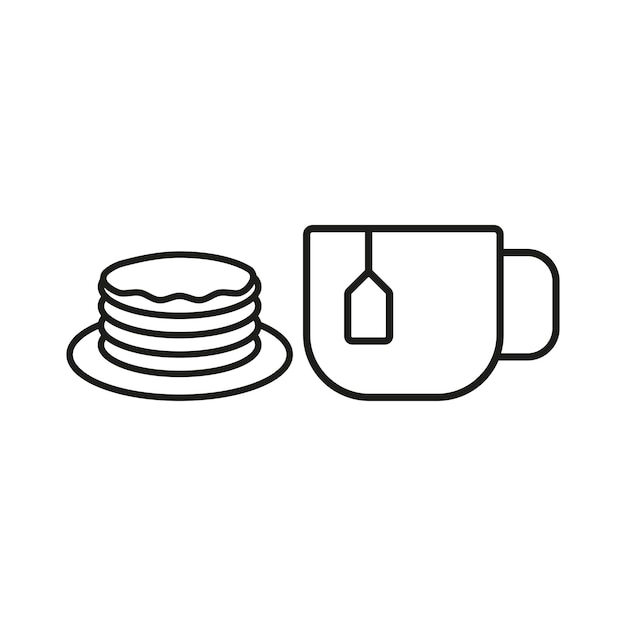 Vector de iconos de alimentos para té y panqueques