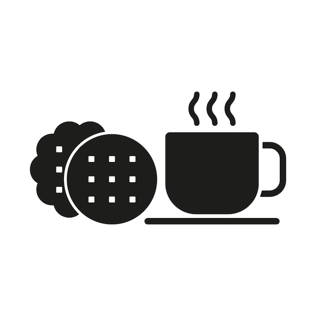 Vector de iconos de bebidas y alimentos para vasos de café y galletas
