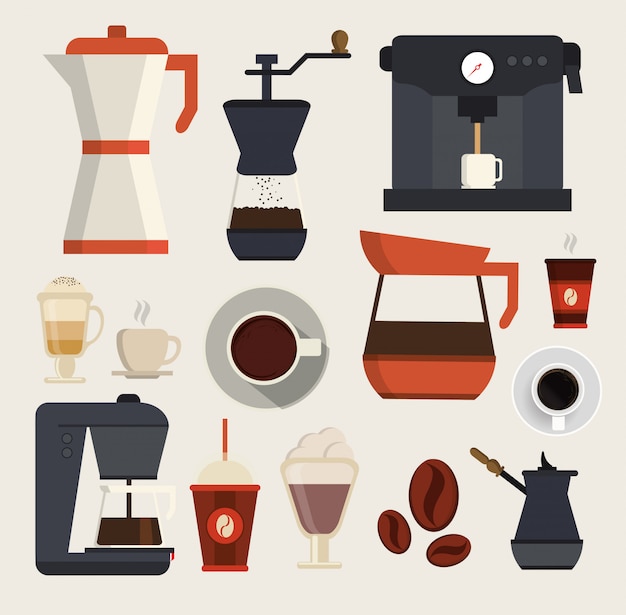 Vector vector de iconos de bebidas de café