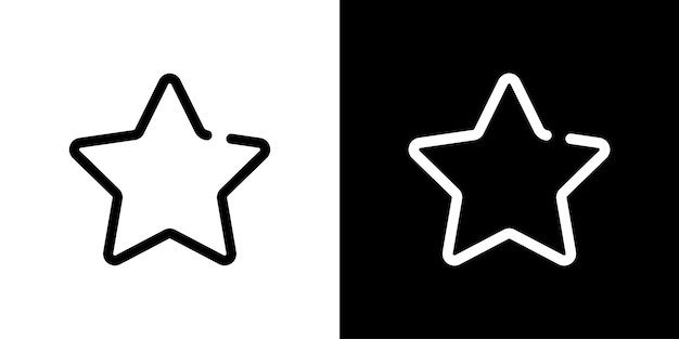 Vector de iconos en blanco y negro favorito de las estrellas