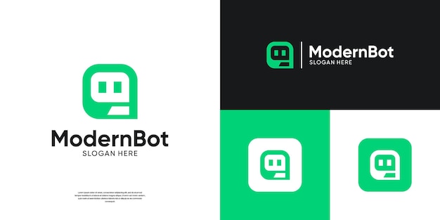 Vector de íconos de bots asistentes plantilla de logotipo de tecnología de robots modernos