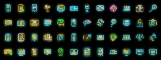 Vector de iconos de búsqueda de empleo en línea Subcontratación de empleo
