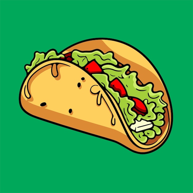 Vector de íconos de comida rápida de tacos sabrosos