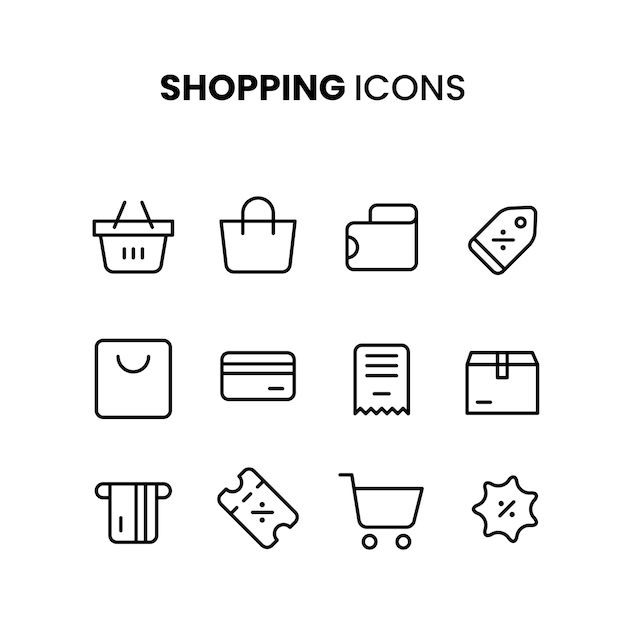 Vector de íconos de compras