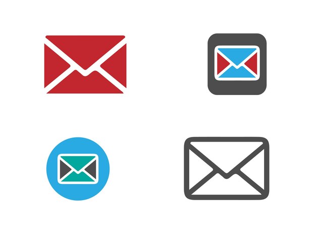 Vector de iconos de conjunto de correo electrónico para computadora y móvil Conjunto de iconos planos azules y negros