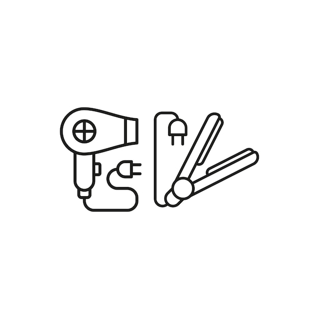 Vector de íconos del conjunto de secadores y enderezadores de cabello