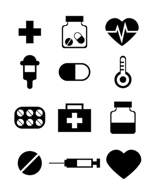 Vector de iconos de conjuntos médicos