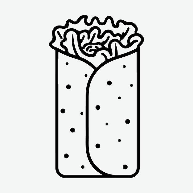 Vector de iconos de contorno de envoltura de pollo