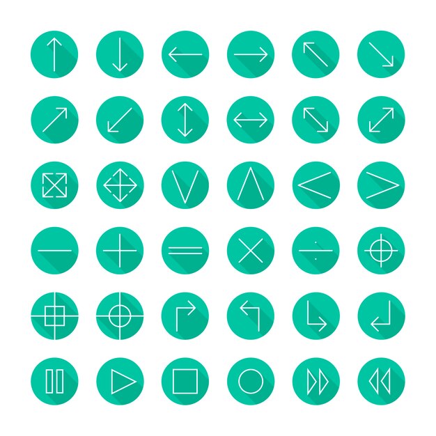Vector iconos delgados establecidos. Línea de flechas simples