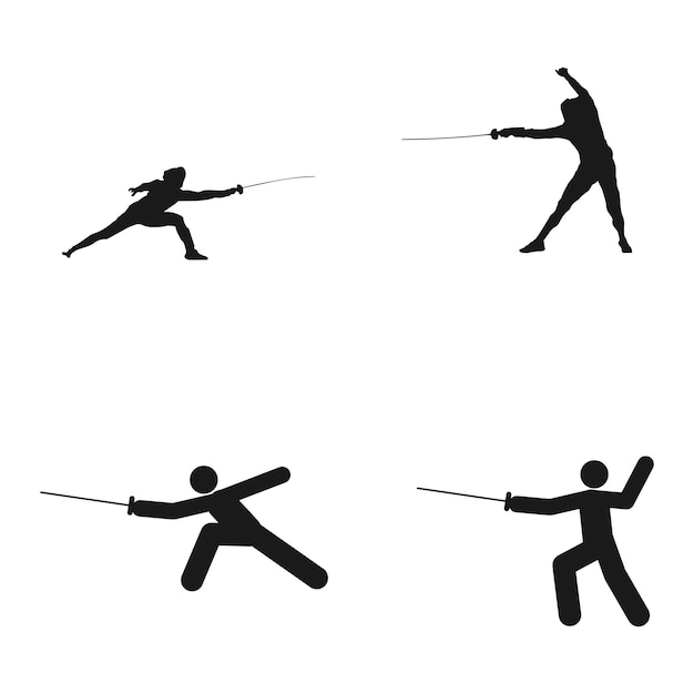 Vector de iconos de deportes de esgrima