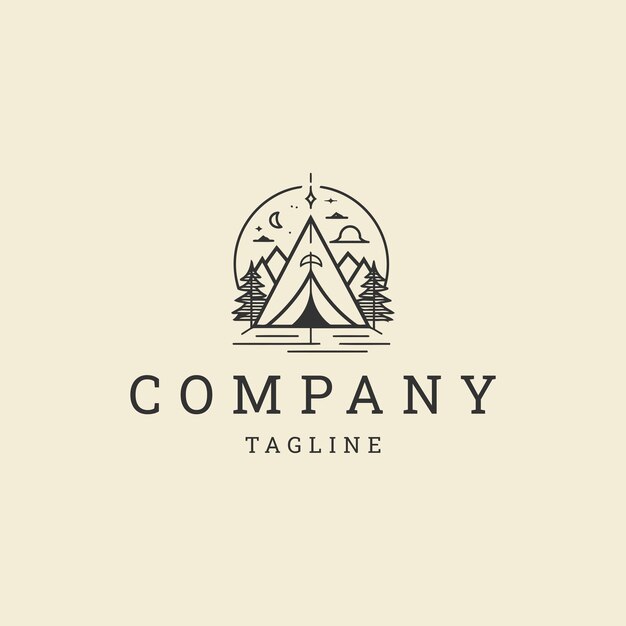 Vector de íconos de diseño de logotipo de campamento