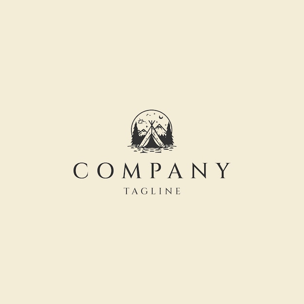 Vector de íconos de diseño de logotipo de campamento