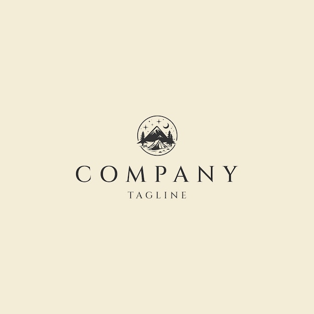 Vector de íconos de diseño de logotipo de campamento