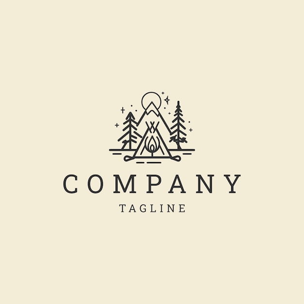 Vector de íconos de diseño de logotipo de campamento