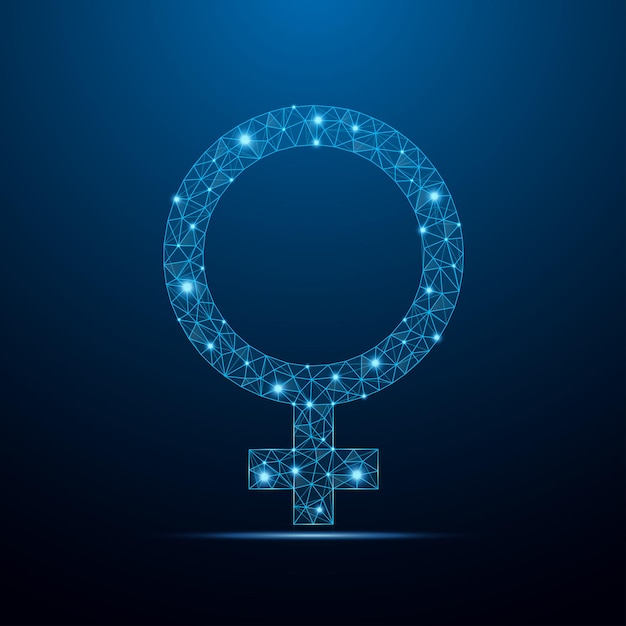 Vector de íconos femeninos poli-sexuales bajos con concepto futurista Diseño simbólico femenino de marco de alambre poli-bajo Impacto de la historia femenina y la ilustración de la sociedad