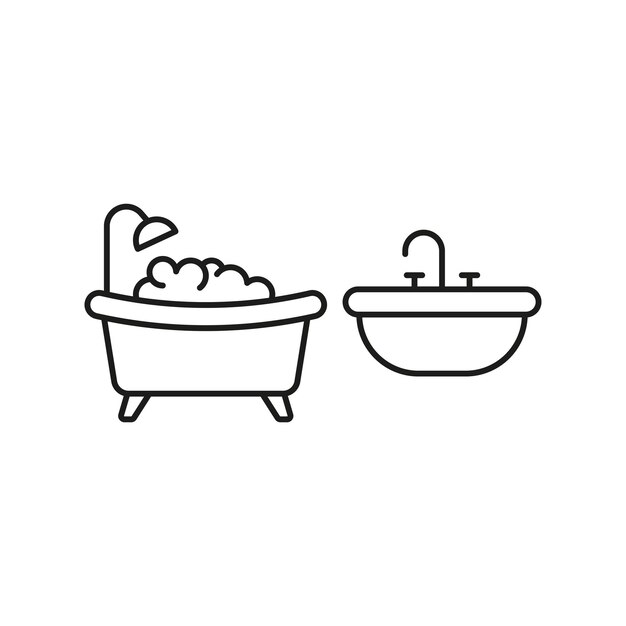 Vector de iconos de fregadero y bañera