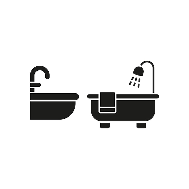 Vector de iconos de fregadero y bañera
