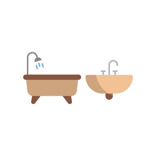 Vector de iconos de fregadero y bañera