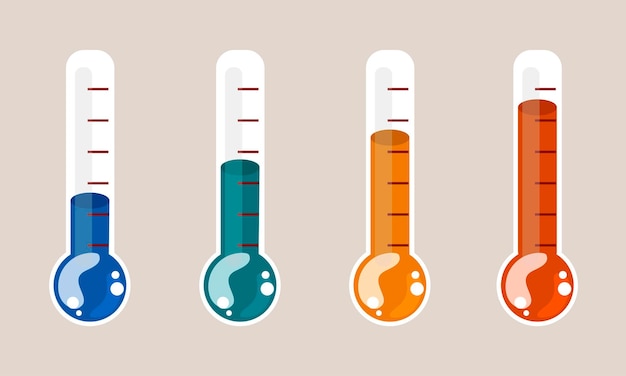 Vector de íconos fríos y calientes Signo de ilustración de temperatura Símbolo de termómetro Conjunto de logotipos de calor