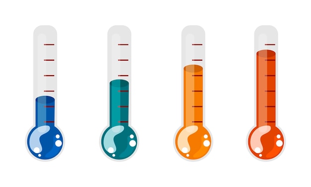 Vector de íconos fríos y calientes Signo de ilustración de temperatura Símbolo de termómetro Conjunto de logotipos de calor