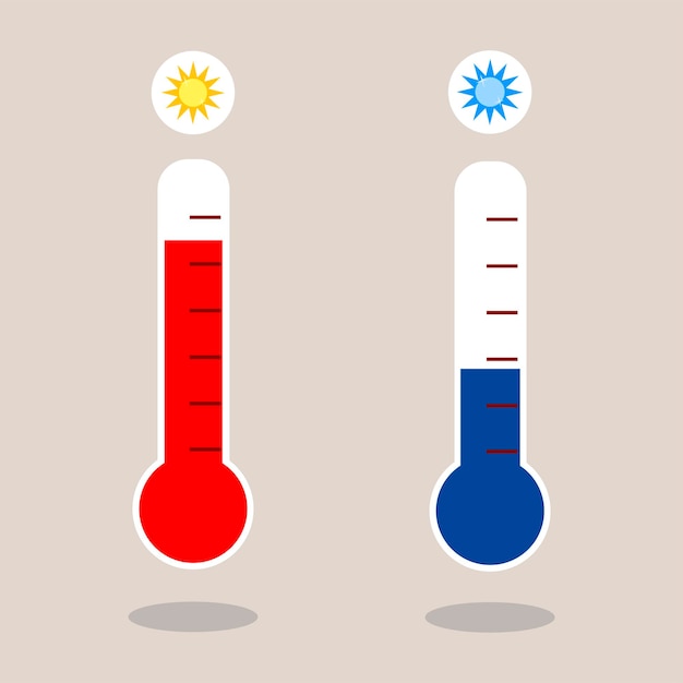 Vector de íconos fríos y calientes Signo de ilustración de temperatura Símbolo de termómetro Conjunto de logotipos de calor