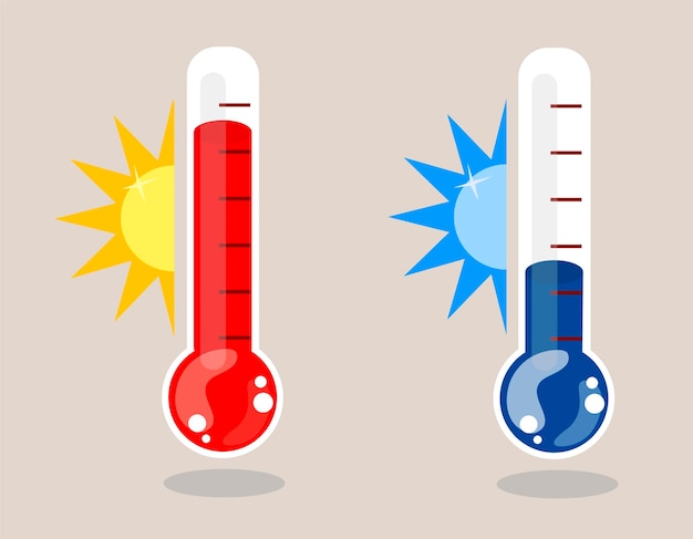 Vector vector de íconos fríos y calientes signo de ilustración de temperatura símbolo de termómetro conjunto de logotipos de calor