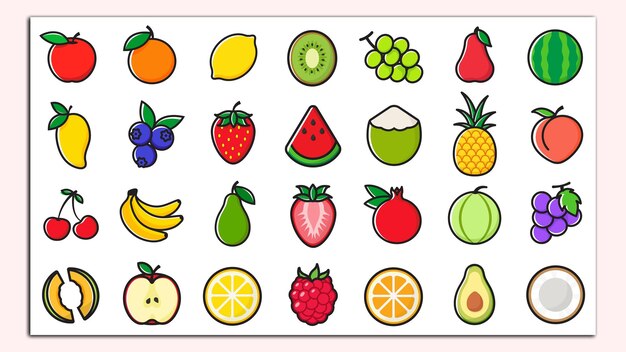 Vector de íconos de frutas