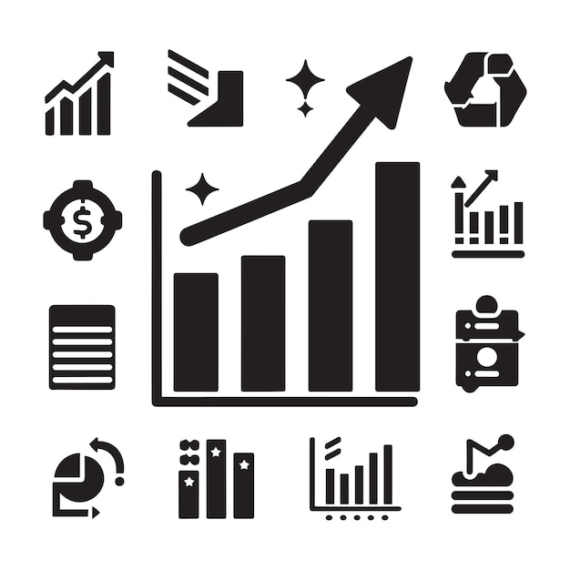 Vector de íconos de ganancias en crecimiento y diseño vectorial del ícono del gráfico de inflación