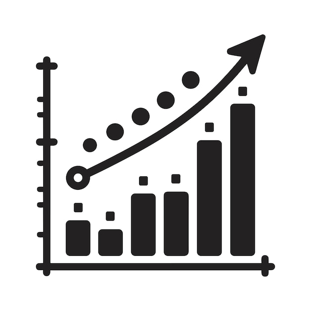 Vector de íconos de ganancias en crecimiento y diseño vectorial del ícono del gráfico de inflación