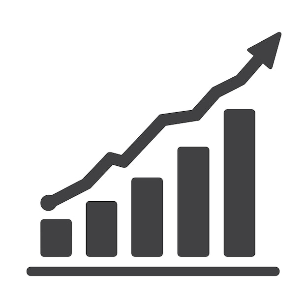 Vector de íconos de ganancias en crecimiento y diseño vectorial del ícono del gráfico de inflación