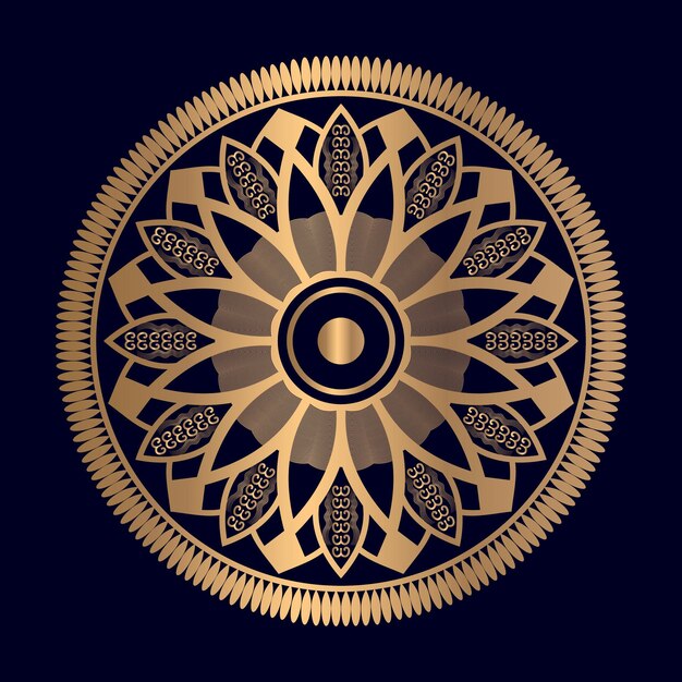 Vector de íconos de ilustración de patrón de mandala de lujo dorado