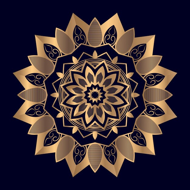 Vector de íconos de ilustración de patrón de mandala de lujo dorado