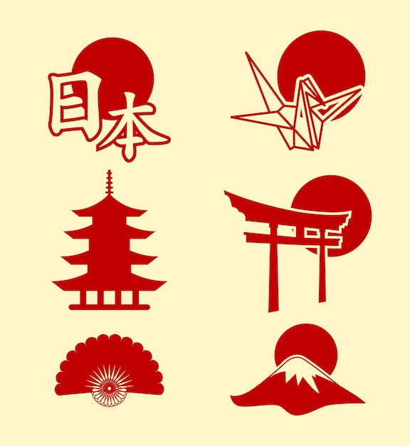 Vector vector de iconos japoneses