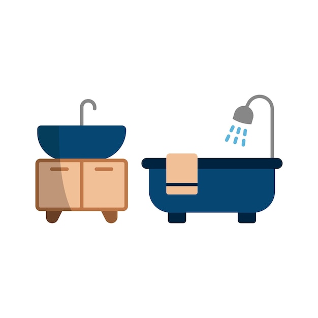 Vector de íconos de lavabo y bañera