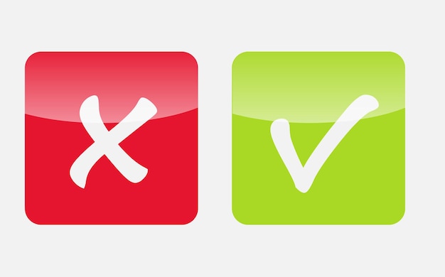 Vector iconos de marca de verificación roja y verde