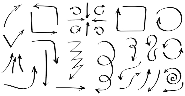 Vector de iconos de marcas de flecha dibujados a mano