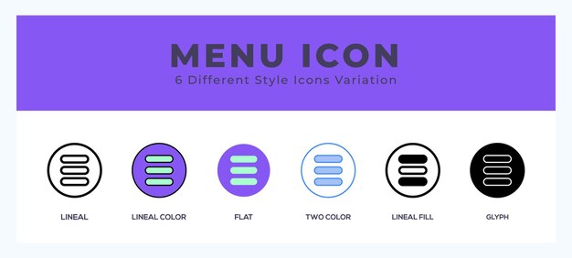 Vector de iconos de menú para web y aplicación móvil